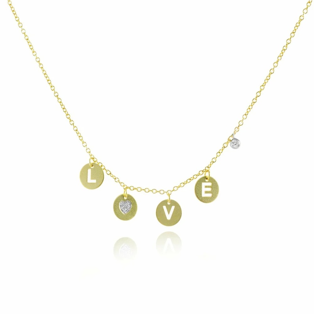 14 Karat "Love" Diamond Station Necklace